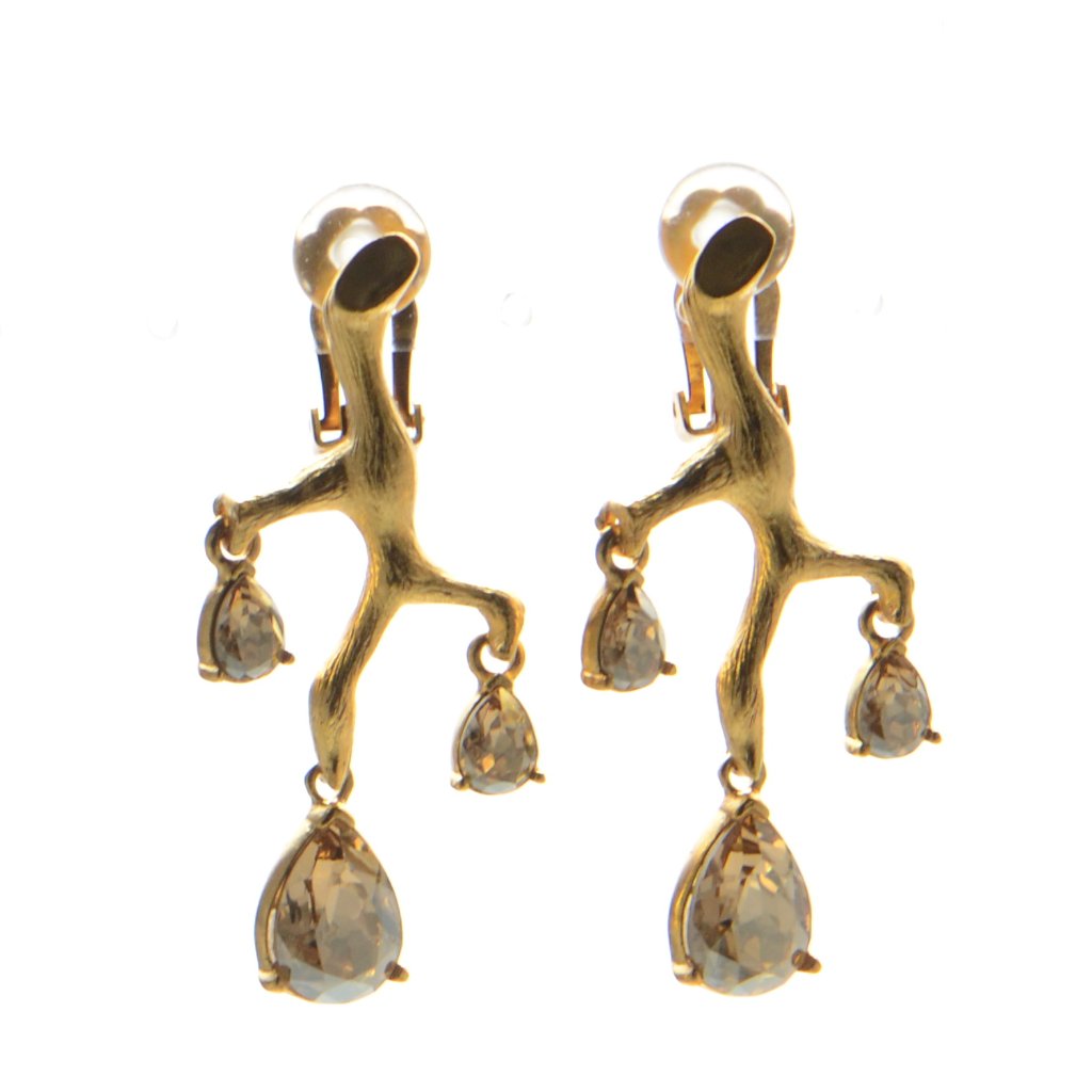 Oscar De La Renta Branch W Crystals Clip-On Earrings 165$